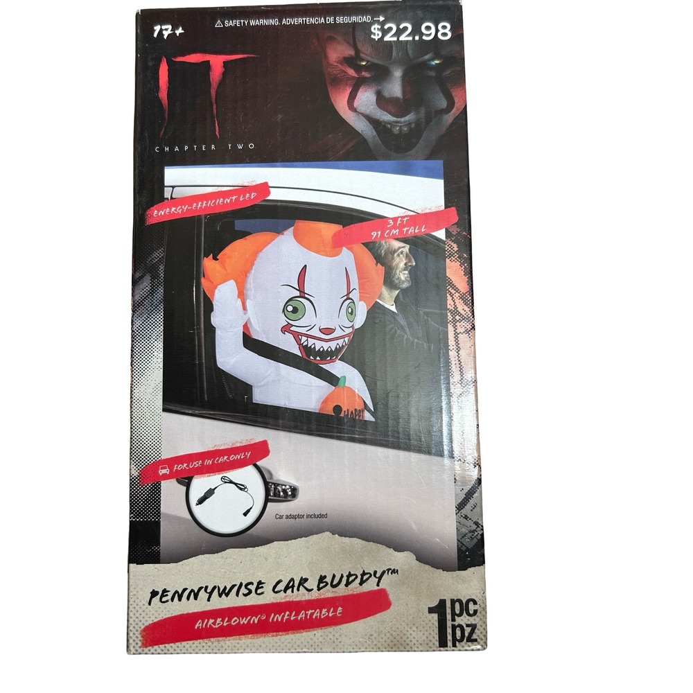 Gemmy IT Chapter Two Pennywise Car Buddy 3ft Airblown Inflatable LED Halloween